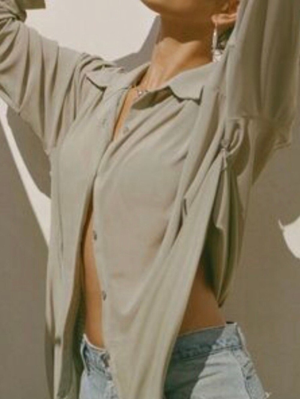 NWT Joah Brown Oversized Mesh Button-Up Shirt | S/M | SOLD OUT